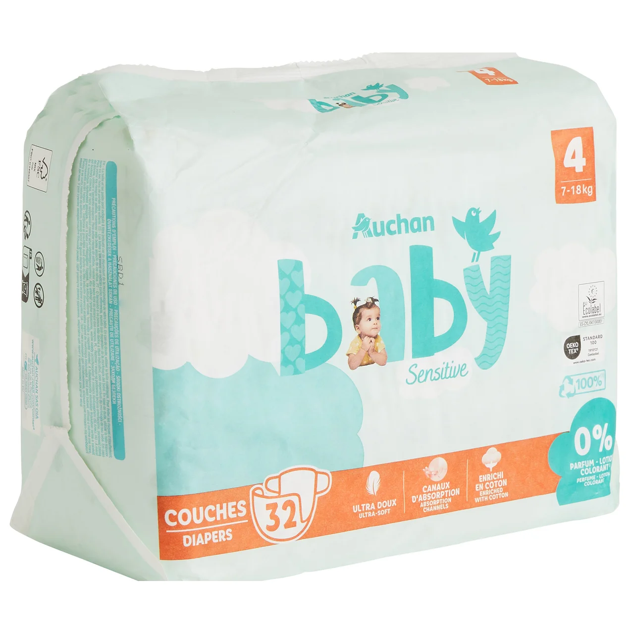 PRODUCTO ALCAMPO Baby sensitive Pañales talla 4 (7-18 kg) 32 uds.