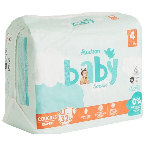 PRODUCTO ALCAMPO Baby sensitive Pañales talla 4 (7-18 kg) 32 uds.