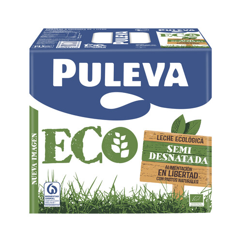 Leche semidesnatada de vacas con alimentación ecológica PULEVA Eco 6 x 1 l.