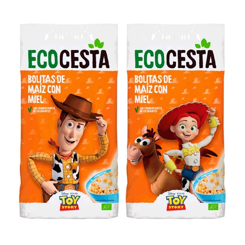 ECOCESTA Cereales bolitas de maiz ecológicos con miel 400 g.