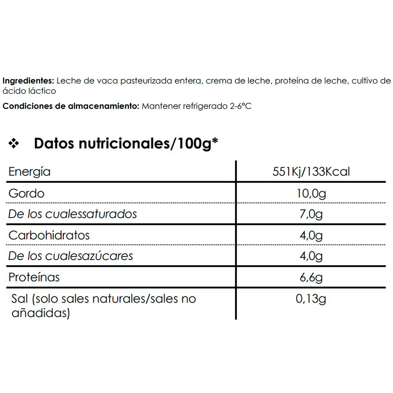 Yogur griego natural (10% materia grasa) 1 kg.