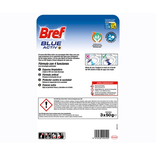 BREF Pastillas wc blue active floral 3 x 50 gr.