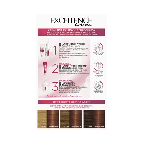 L´ORÉAL PARIS Excellence creme Tinte de pelo permanente tono 6.41 Avellana.