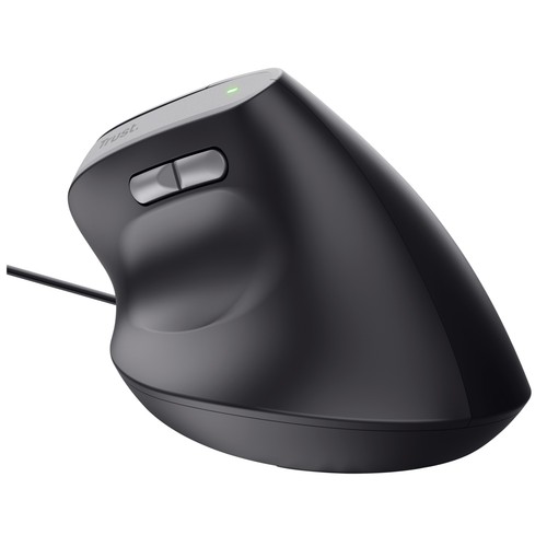Ratón ergonómico óptico con cable TRUST Bayo II, color negro.