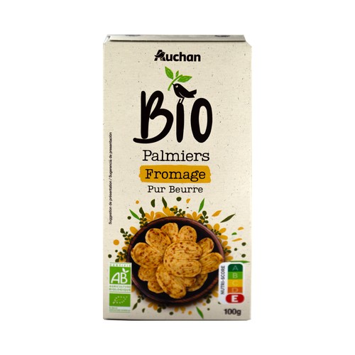 ALCAMPO ECOLÓGICO Bio Palmeras de hojaldre con queso ecológico 100 g.