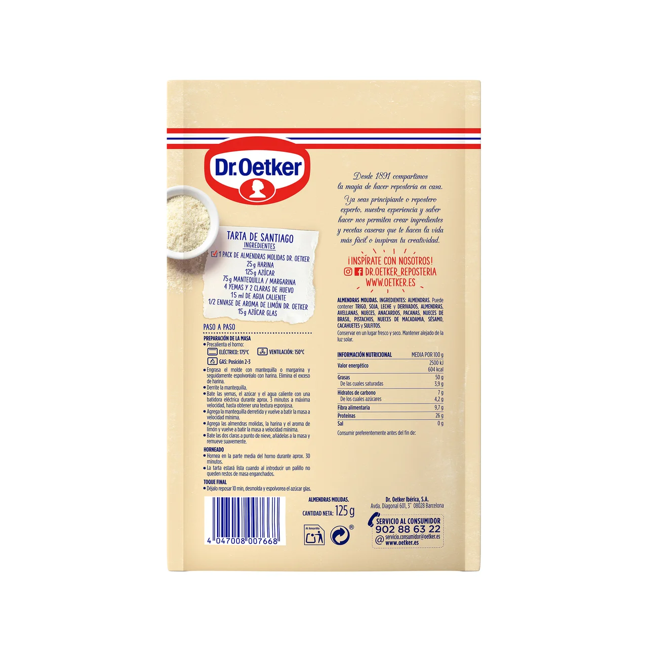 DR. OETKER Almendras molidas, especial repostería DR. OETKER 125 g.