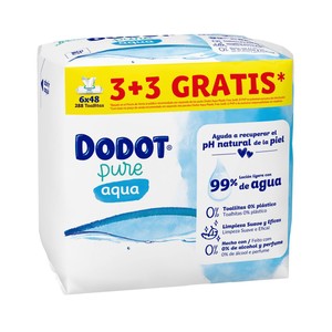 Imagen de DODOT Pure aqua Toallitas húmeds para bebé con un 99% de agua 288 uds.