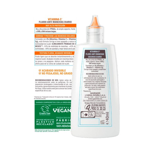 DELIA Super uv de Garnier Protector solar facial con acción anti-manchas oscuras y FPS 50+ (muy alto) 40 ml.