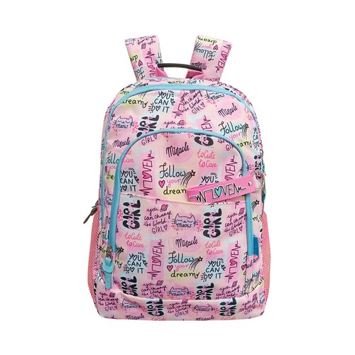 Mochila grande con 3 cremalleras 13x29x43 cm Love And Dreams. MITOS