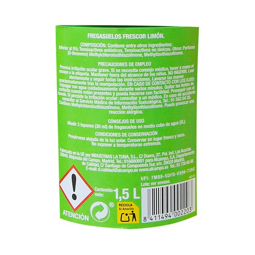 PRODUCTO ALCAMPO Fregasuelos aroma frescor limón 1,5 l