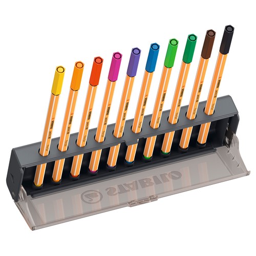 Estuche 10 roturalores para escribir 0,4mm Point 88 estuche Click. STABILO