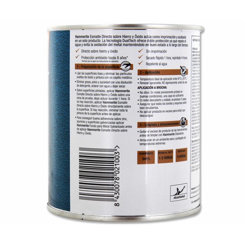 Esmálte antióxido, resistente al agua, de secado rápido y de color gris forja HAMMERITE 0,75 litros 1 unidad.