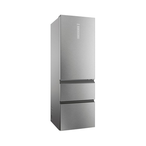 Frigorífico combi HAIER HTW-3618ENMG, 185 cm, No Frost, Inox, Clase E, H: 185cm A: 59,5cm, F: 66,7cm, capacidad total: 360L.