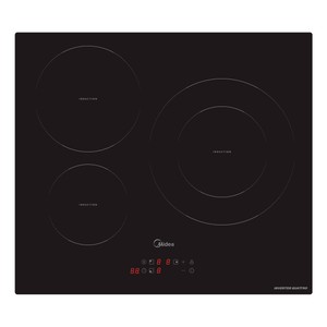 Imagen de Placa vitrocerámica MIDEA MIH720T239KO,  3 zonas de cocción, potencia: 7200W, zona grande de 29cm, A: 59cm.