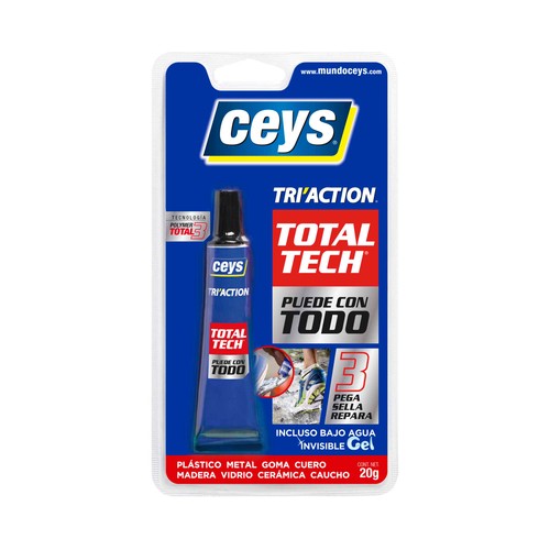 Tubo de 20 gramos de sellador adhesivo transparente inmediato e impermeable CEYS Tri action.