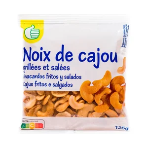 PRODUCTO ECONÓMICO ALCAMPO Anacardos fritos y salados PRODUCTO ECONÓMICO ALCAMPO 125 g.