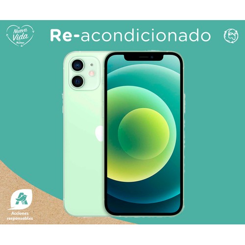 Apple iPHONE 12 256GB verde (REACONDICIONADO), 15,49cm (6,1), Chip A14 Bionic, 12+12 Mpx, vídeo en 4K, iOS.