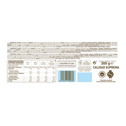 1880 Turrón degustación, surtido, (JIjona, Alicante, yema tostada, chocolate) 300 g.
