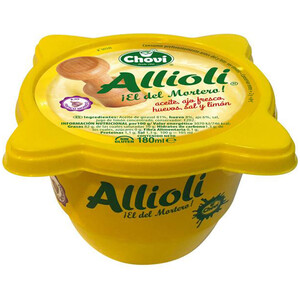 Imagen de CHOVI Salsa Allioli tradicional (aceite, ajo fresco, huevos, sal y limón) CHOVI 180 ml.
