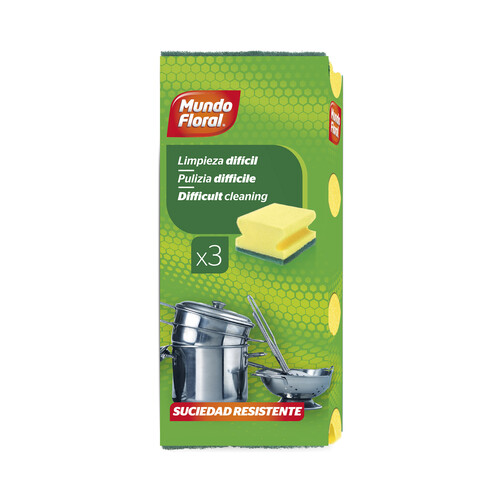 Salvauñas con fibra verde, especial para limpiezas difíciles MUNDO FLORAL 3 uds.