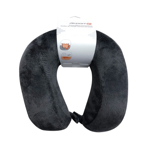 Almohada de viaje con soporte cervical, color negro, AIRPORT ALCAMPO.