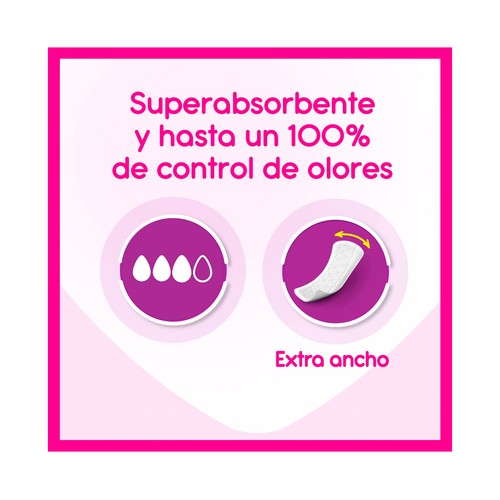 CAREFREE Salvaslips (protegeslips) extra largos, super absorbentes, sin fragancia 64 uds.