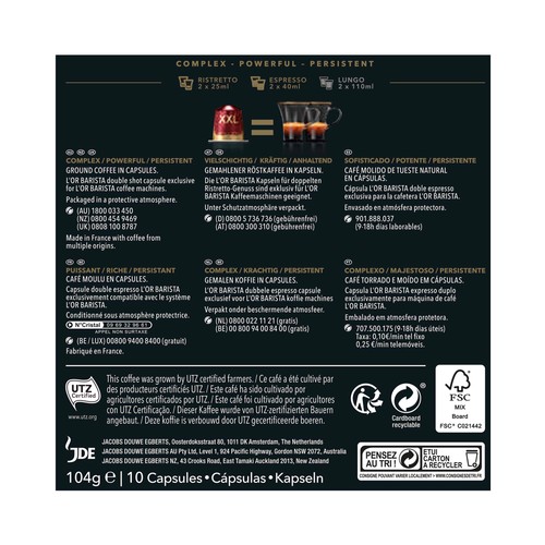 L'OR BARISTA Café en cápsulas Double Barista Selection I13 10 uds. (20 tazas)