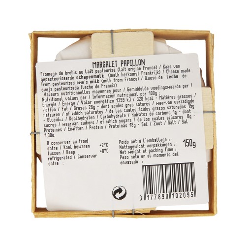 MARGALET PAPILLON Queso oveja MARGALET PAPILLON 150 g.
