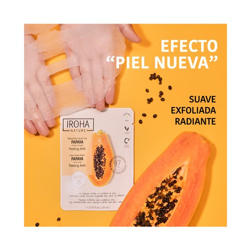 IROHA NATURE Mascarilla facial efecto peeling con papaya y ácidos frutales.