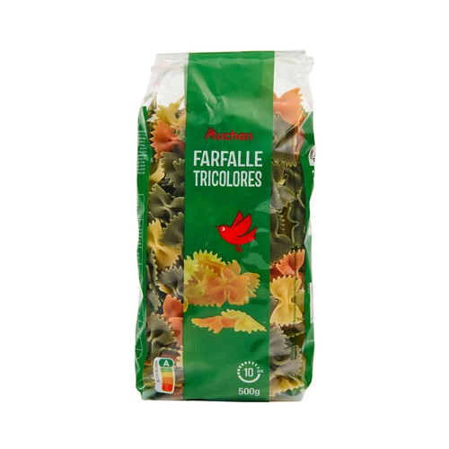 Pasta Farfalle, con vegetales PRODUCTO ALCAMPO paquete 500 g.