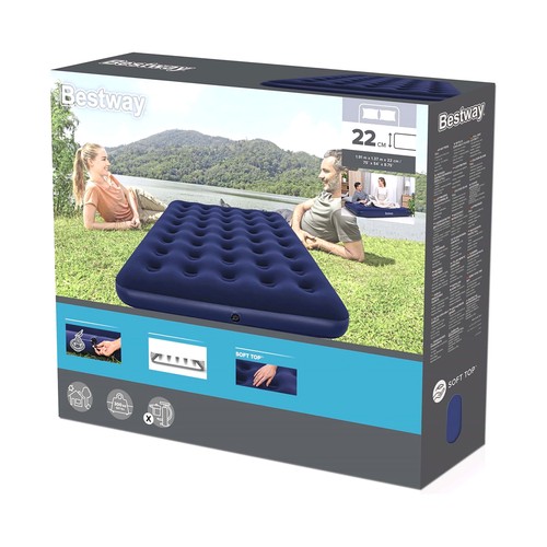 Colchón hinchable flocado BESTWAY de 191x137x22cm.