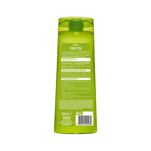 FRUCTIS de Garnier Champú anticaspa fortificante sin parabenos, para cabellos normales 360 ml.