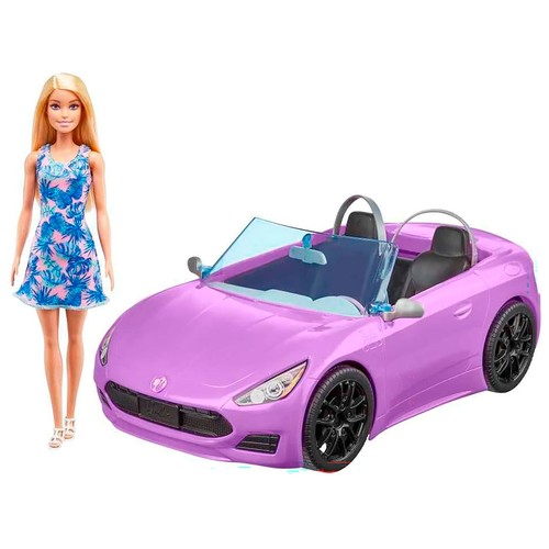 Barbie y su Descapotable Muñeca con Coche de juguete +3 Años MATTEL