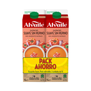 Imagen de ALVALLE Gazpacho suave sin pepino y elaborado con ingredientes 100% naturales ALVALLE 2 x 1 l.