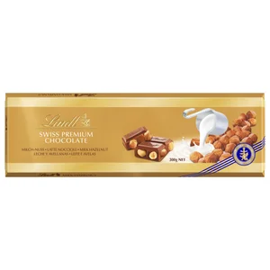 LINDT Chocolate con leche y avellanas enteras 300 g.