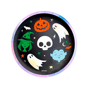 Imagen de 6 platos llanos cartón iridis, 23 cm, truco-trato, OH YEAH.