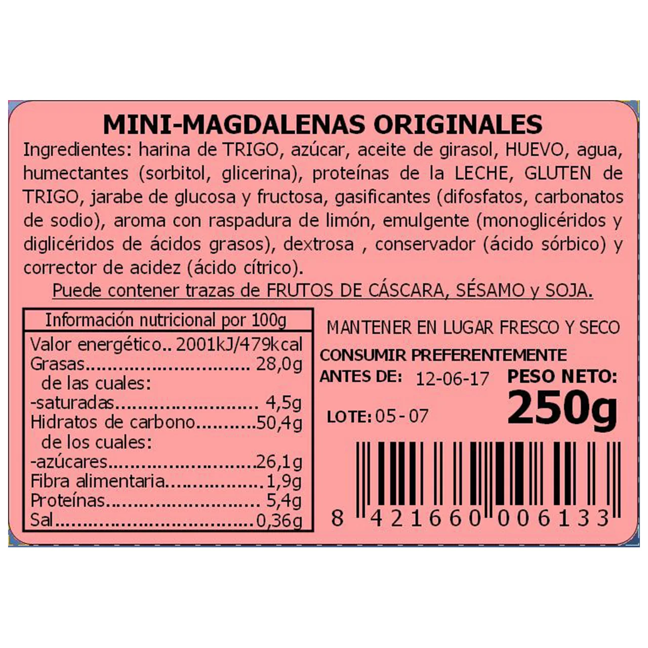 Mini magdalenas originales 200 g.