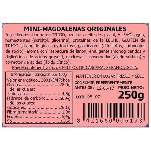 LA GRANJA Mini magdalenas originales 200 g.