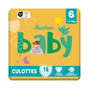 Pants (braguitas) de aprendizaje talla 6 para bebés de 15 a 19 kilogramos PRODUCTO ALCAMPO Baby 18 uds.