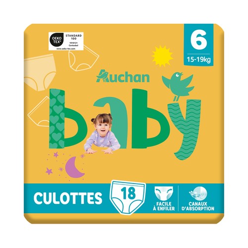 Pants (braguitas) de aprendizaje talla 6 para bebés de 15 a 19 kilogramos PRODUCTO ALCAMPO Baby 18 uds.