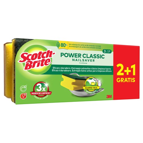 SCOTCH-BRITE Classic Estropajo de fibra con esponja especial salvauñas 2 uds.