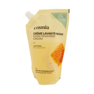 Recambio de jabón (gel) de manos líquido, con aroma a leche y miel 500 ml.