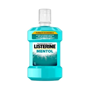 LISTERINE Enjuague bucal con flúor de uso diaro, sabor a mentol 1 l.