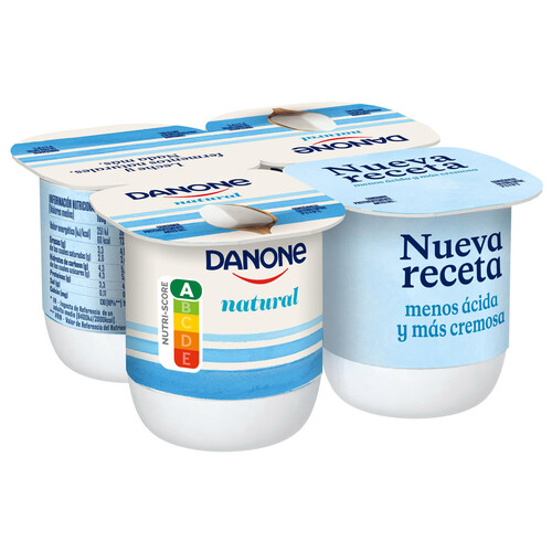 DANONE Yogur natural elaborado con leche y fermentos naturales 4 x 120 g.