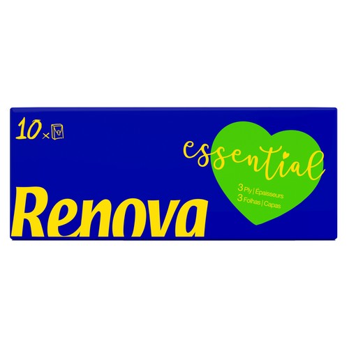 RENOVA Essential Panuelos de papel compactos de 3 capas 10 uds.