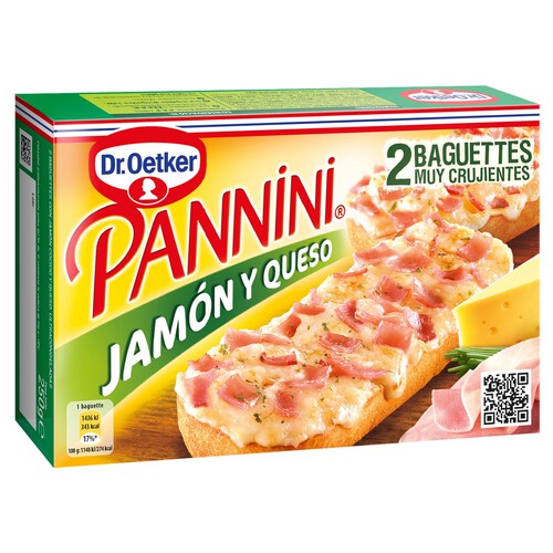 DR. OETKER Pannini de jamón y queso 2 x 125 g.