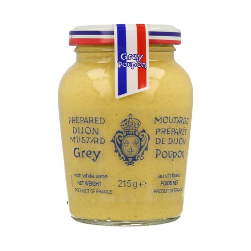 GREY POUPON Mostaza de Dijon al vino blanc frasco de 215 gramos.