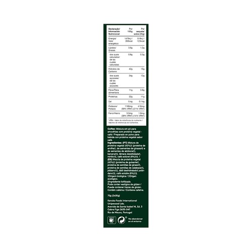 KENCKO Mix de proteinas vegetales con frutas deshidratadas y sabor a café 2 x 35 g.