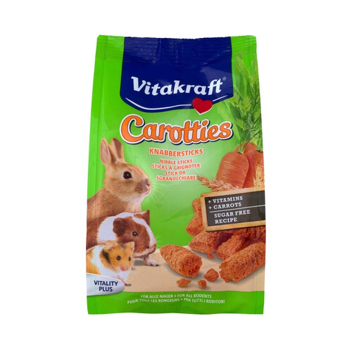 VITAKRAFT Carotties snack conejo, divertidas barritas con zanahoria VITAKRAFT 50 gr,