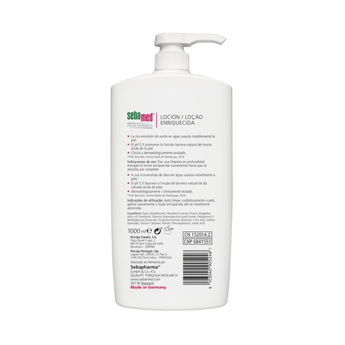 SEBAMED Loción corporal enriquecida hidratante especial para pieles normales, secas o sensibles 1 l.